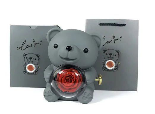 EverRose Bear Rotating Rose Jewelry Box