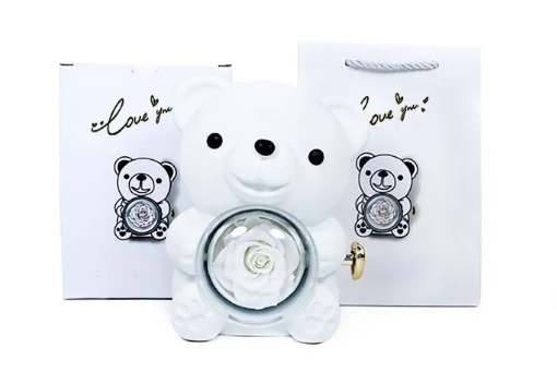 EverRose Bear Rotating Rose Jewelry Box