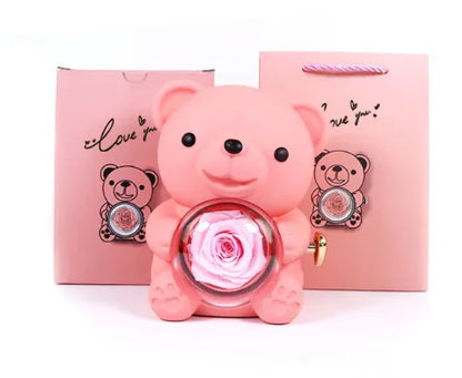 EverRose Bear Rotating Rose Jewelry Box