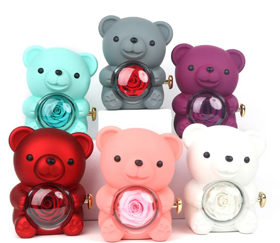 EverRose Bear Rotating Rose Jewelry Box