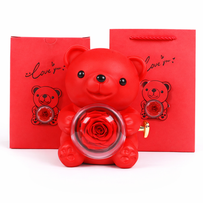 EverRose Bear Rotating Rose Jewelry Box