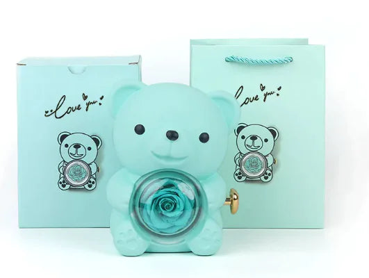 EverRose Bear Rotating Rose Jewelry Box